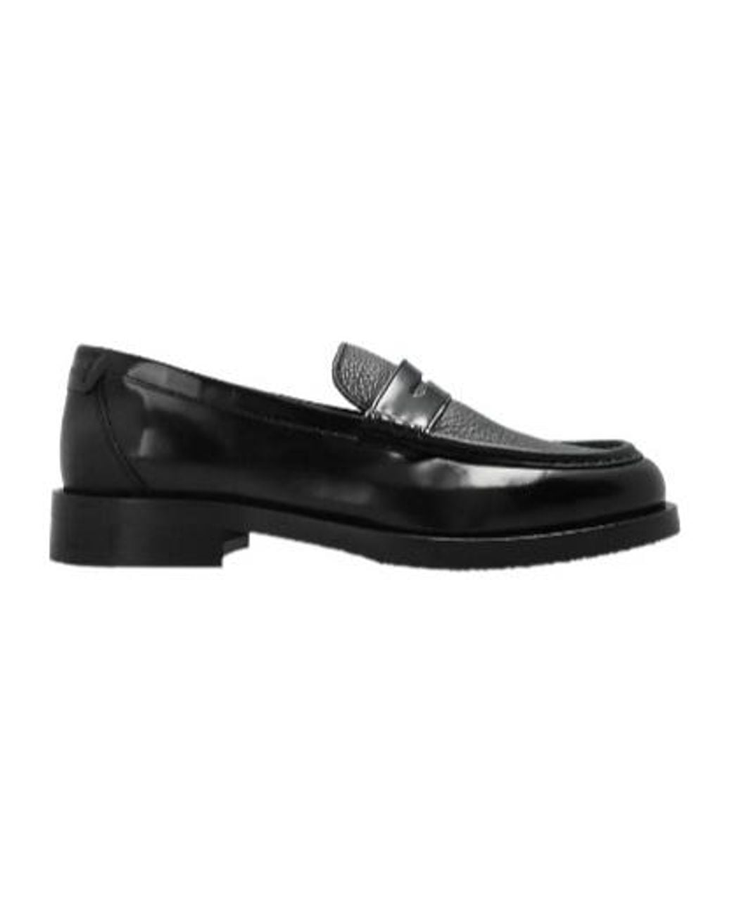 AllSaints Black Bloom Textured Penny Loafers