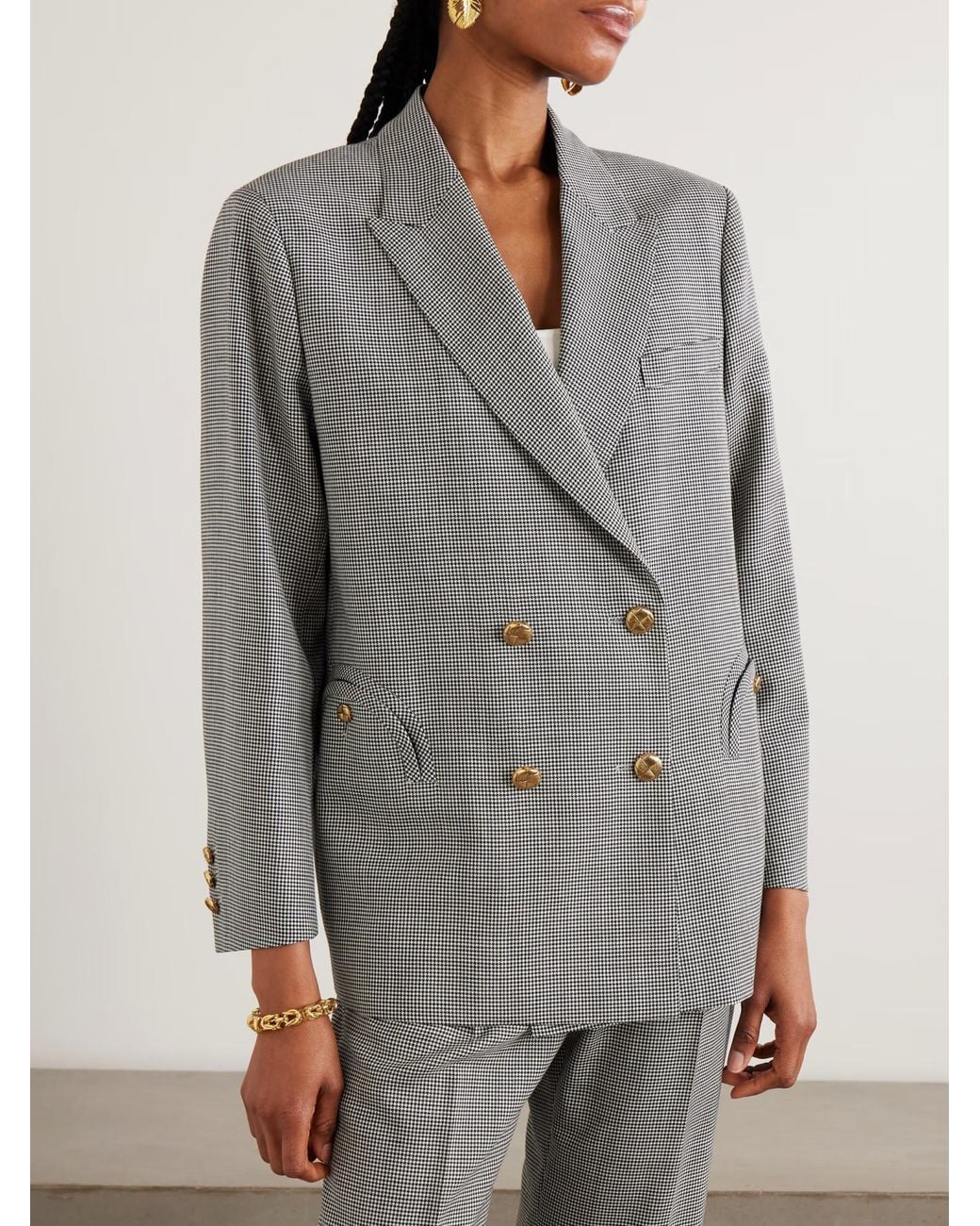 Blazé Milano Gray Regal Nightbreak Double-Breasted Houndstooth Suit Jacket