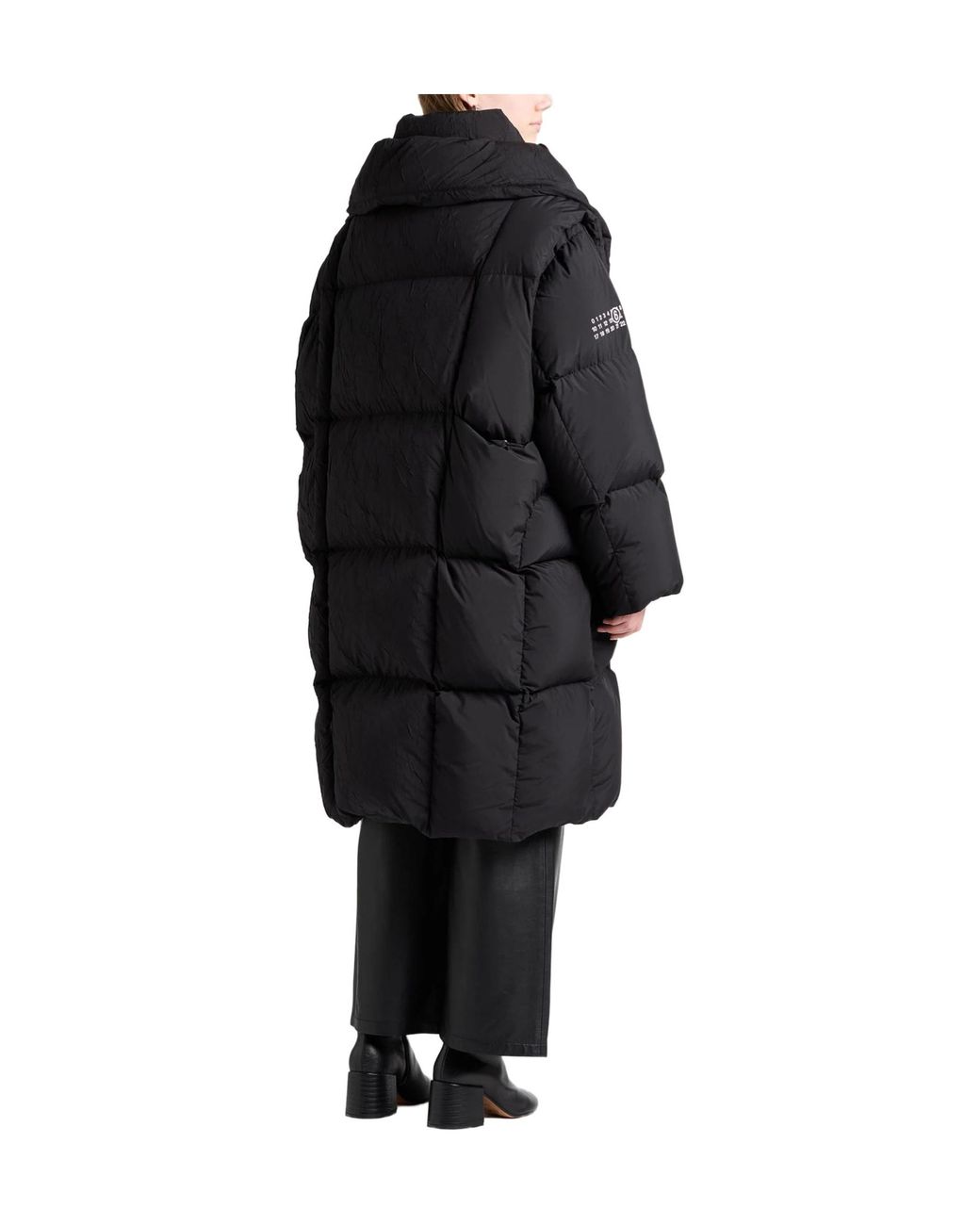 MM6 by Maison Margiela Black Printed Longsleeve Down Coat