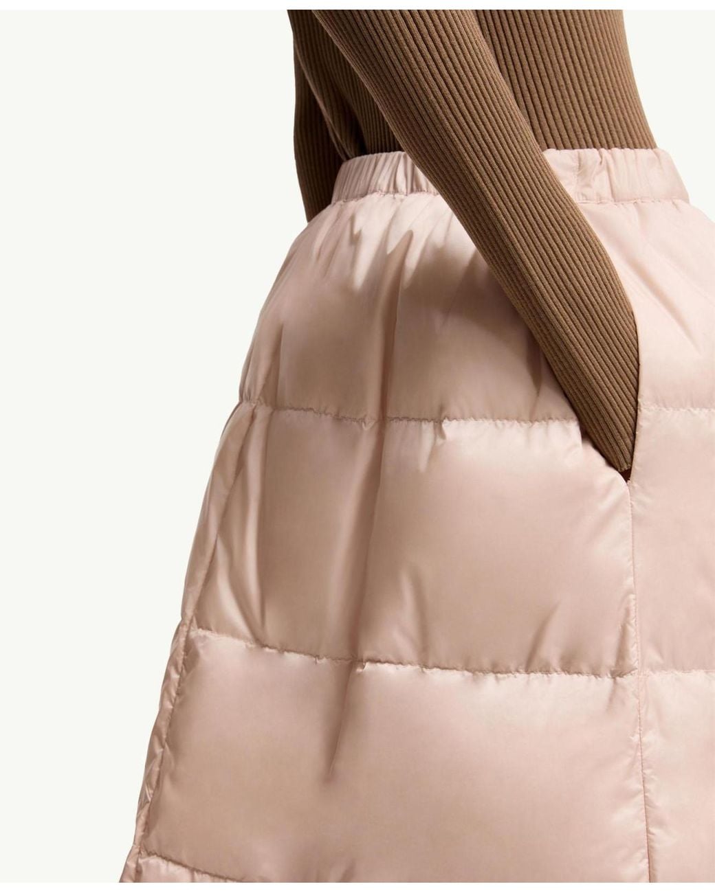Moncler Natural Reversible Wool Twill Padded Midi Skirt