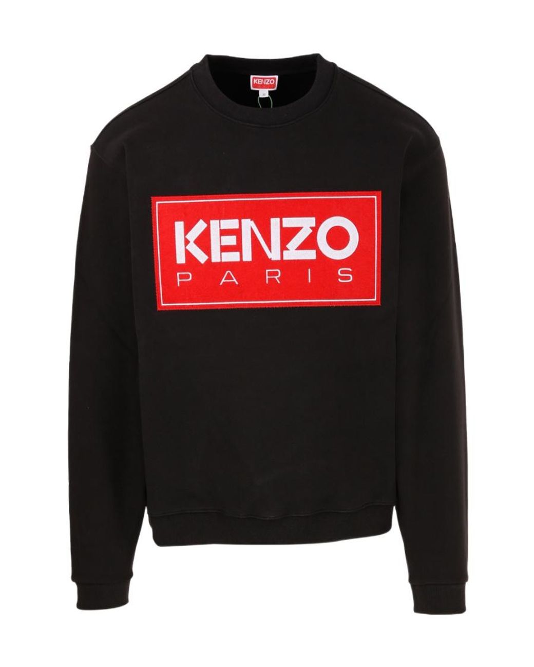 KENZO Red Logo Patch Ribbed Crewneck Sweatshirt for men