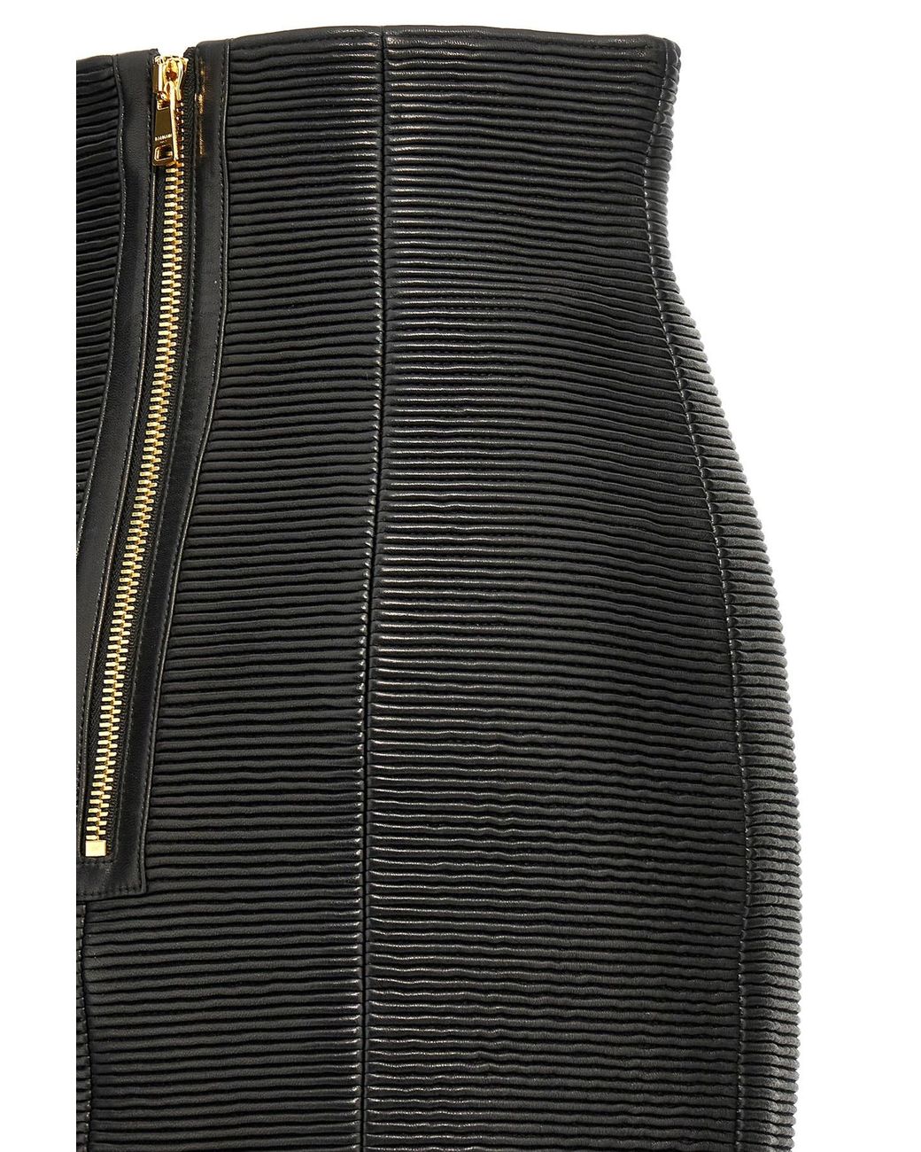 Balmain Black Hw Rolled High-Waist Mini Skirt