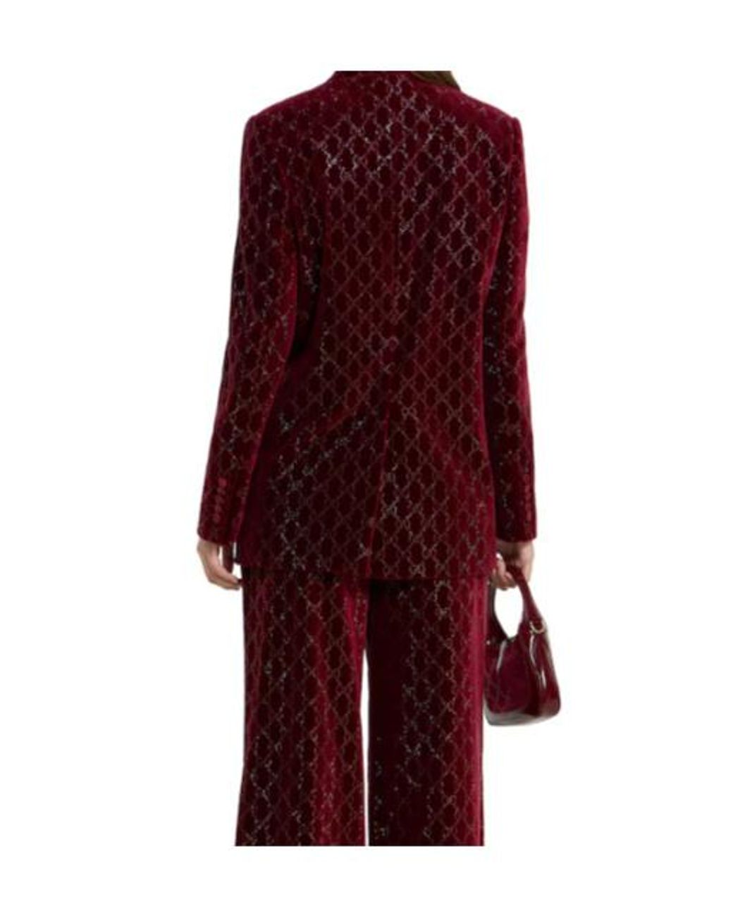 Gucci Red Double Blazer With Gg Crystals