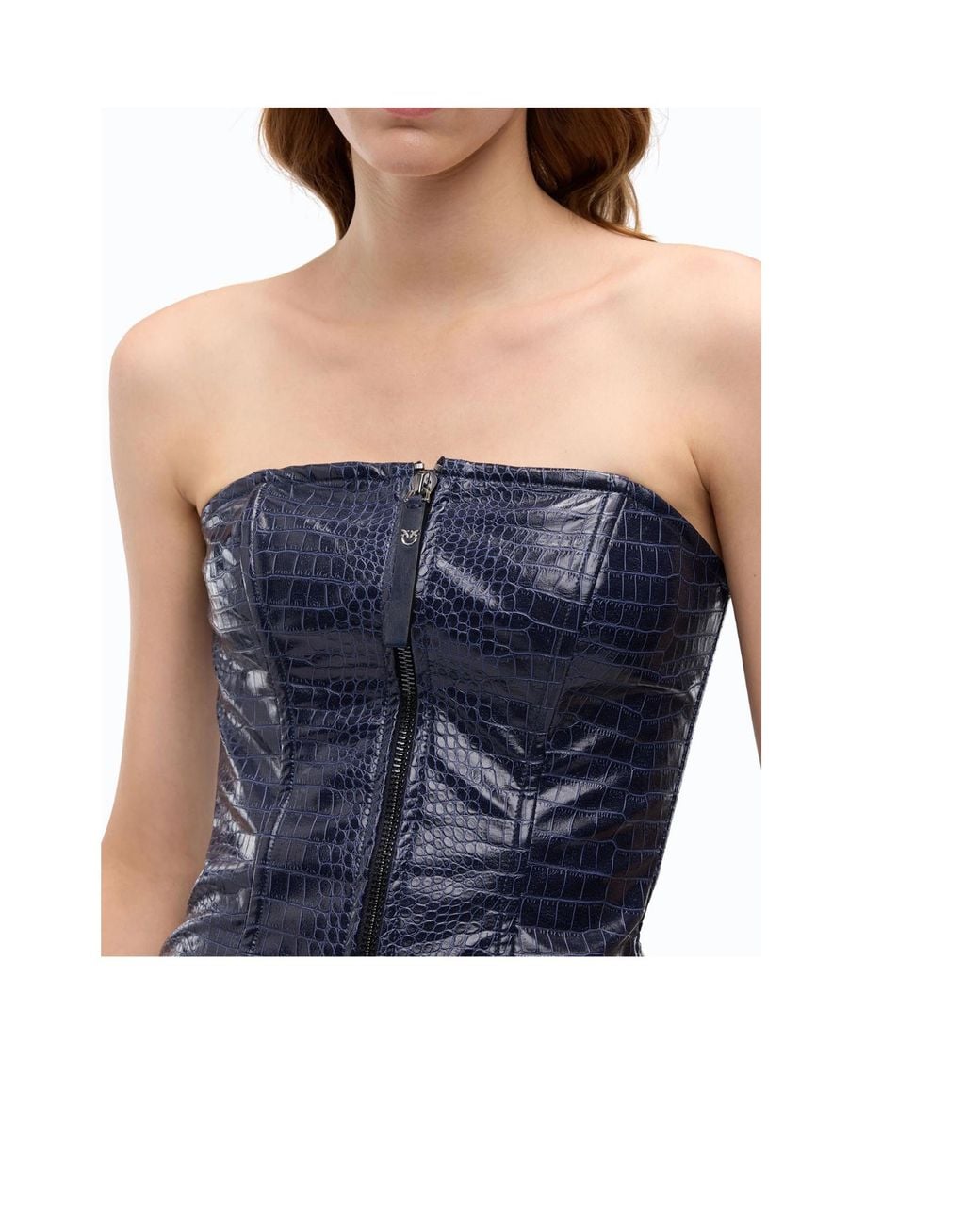 Pinko Blue Zip-Front Tube Top
