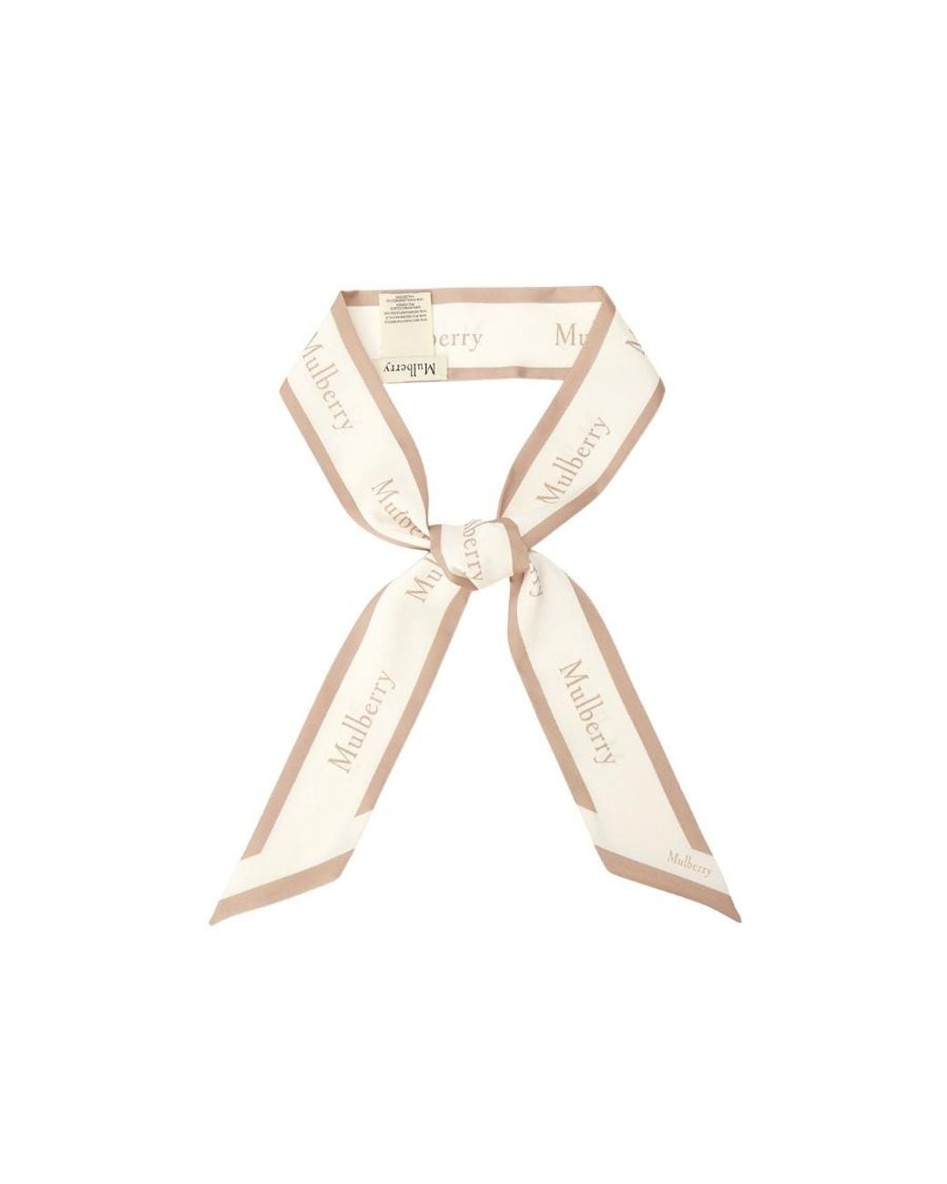 Mulberry Natural Logo-Border Skinny Scarf