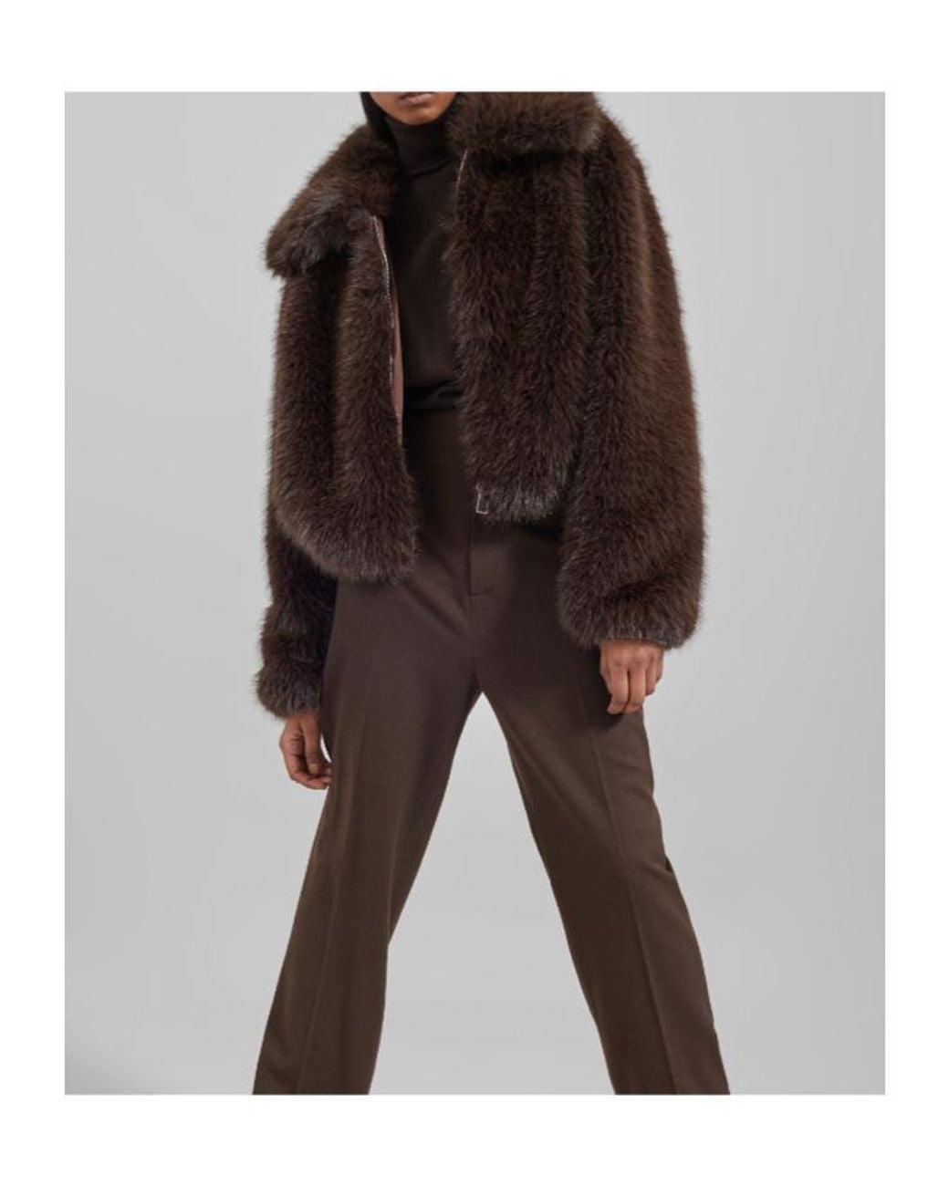 Frankie Shop Brown Hope Faux Fur Cropped Jacket