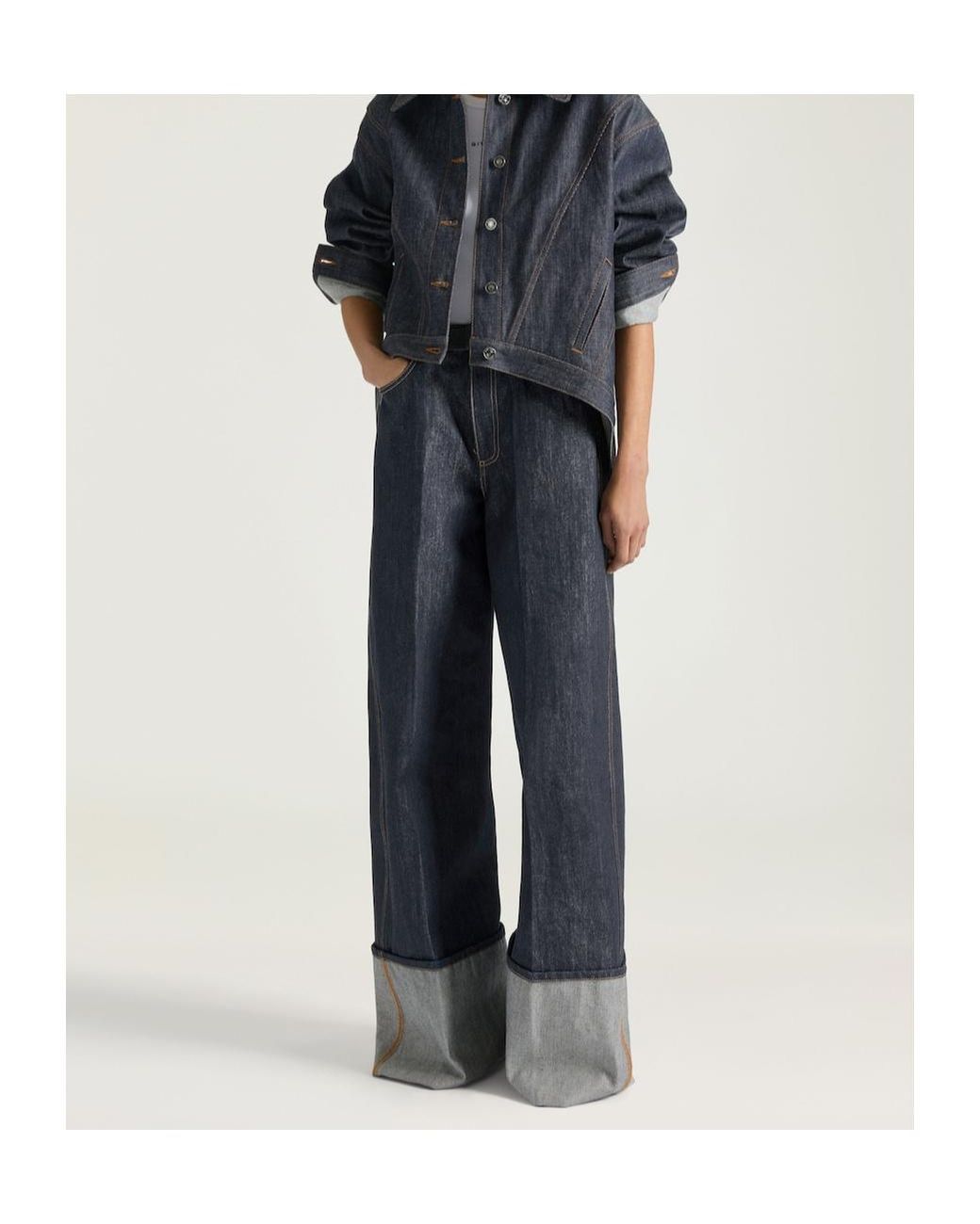 Givenchy Blue Cuffed Hem Wide-Leg Jeans