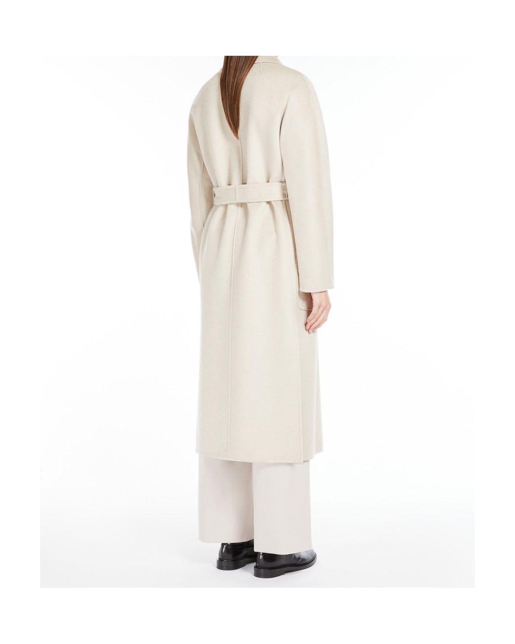 Max Mara White 'S Belted Long-Sleeved Coat