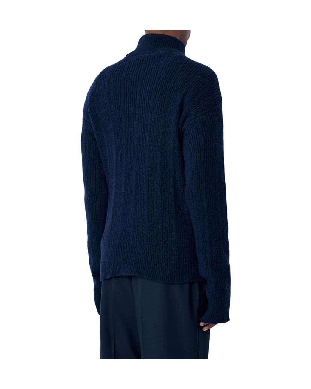 Marni Blue Zipped Neck Jumper for men