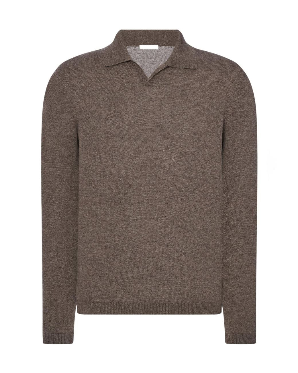The Row Brown Long-Sleeved Polo Sweater for men