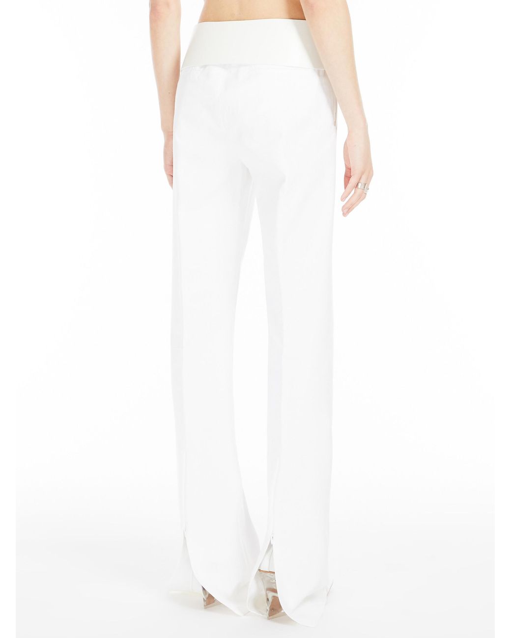 Sportmax White Abbono Pleat Detailed Straight Leg Trousers