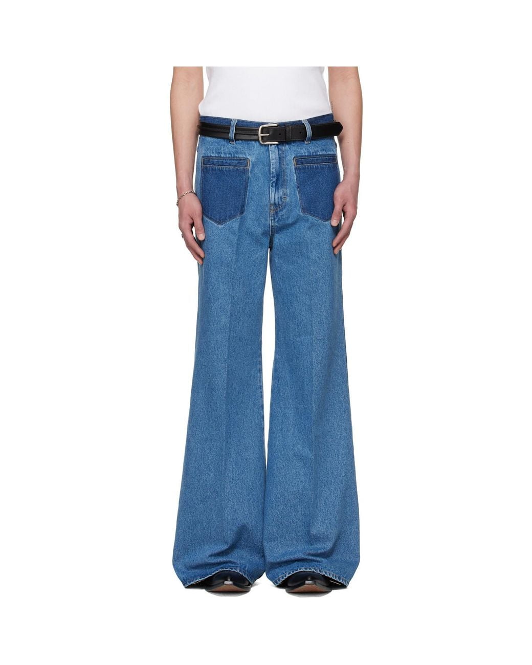 Lu'u Dan Blue Bruce Lee X Collaboration Nocturnal Flare Jeans for men