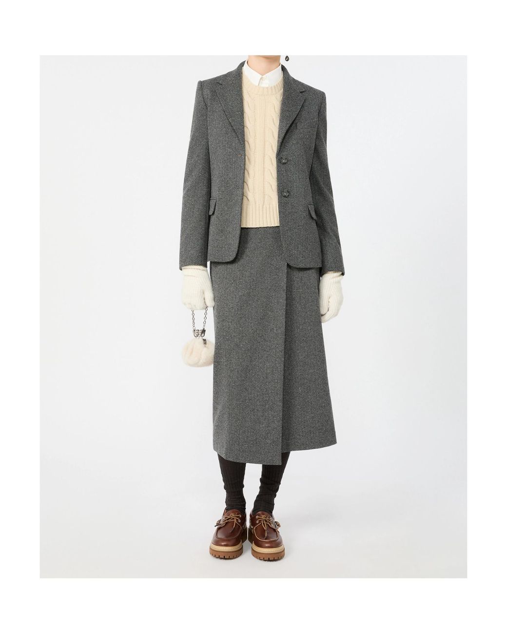 Weekend by Maxmara Gray Feroce Herringbone Blazer