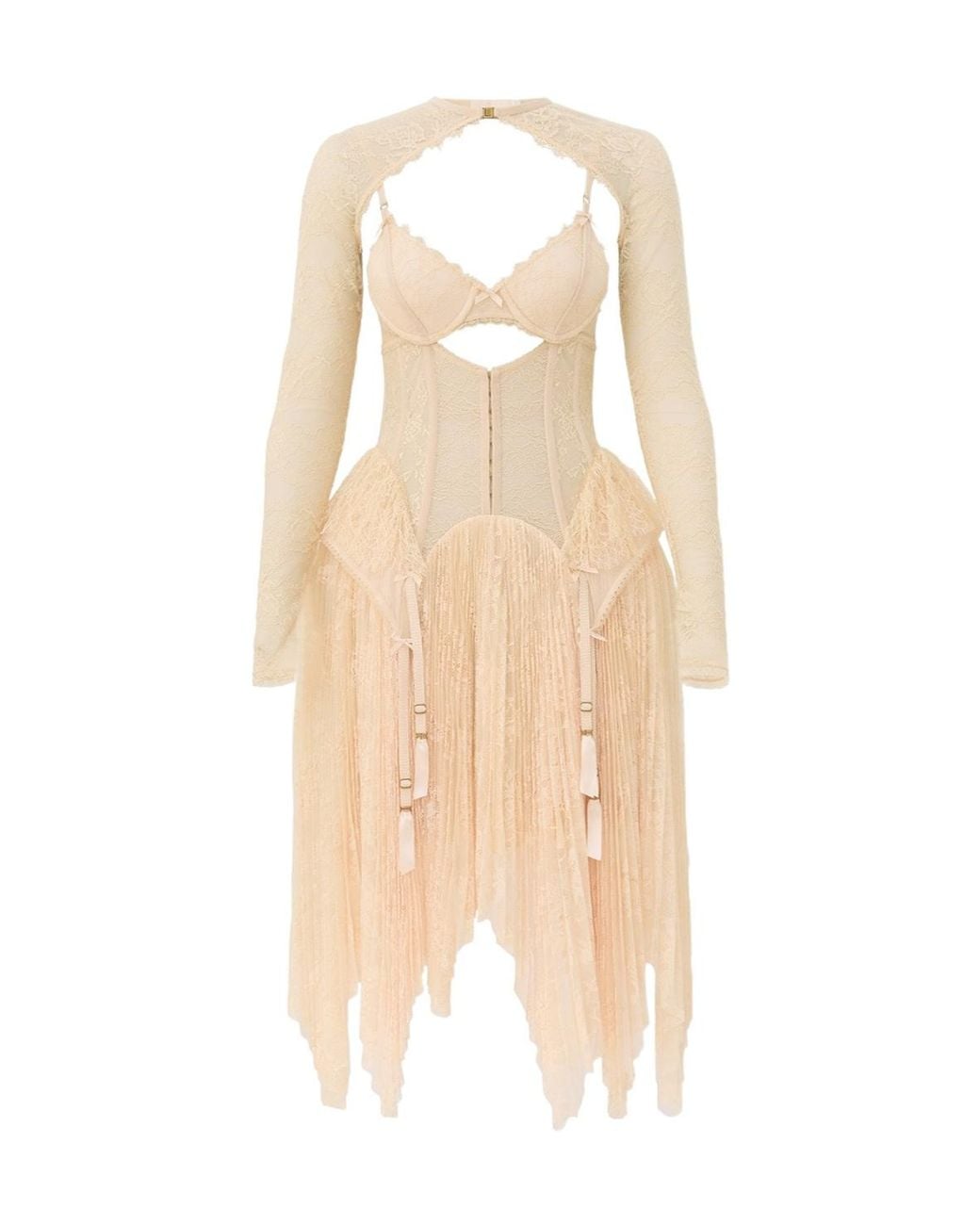 Zimmermann Natural Valian Lace-Panelled Corset-Style Midi Dress