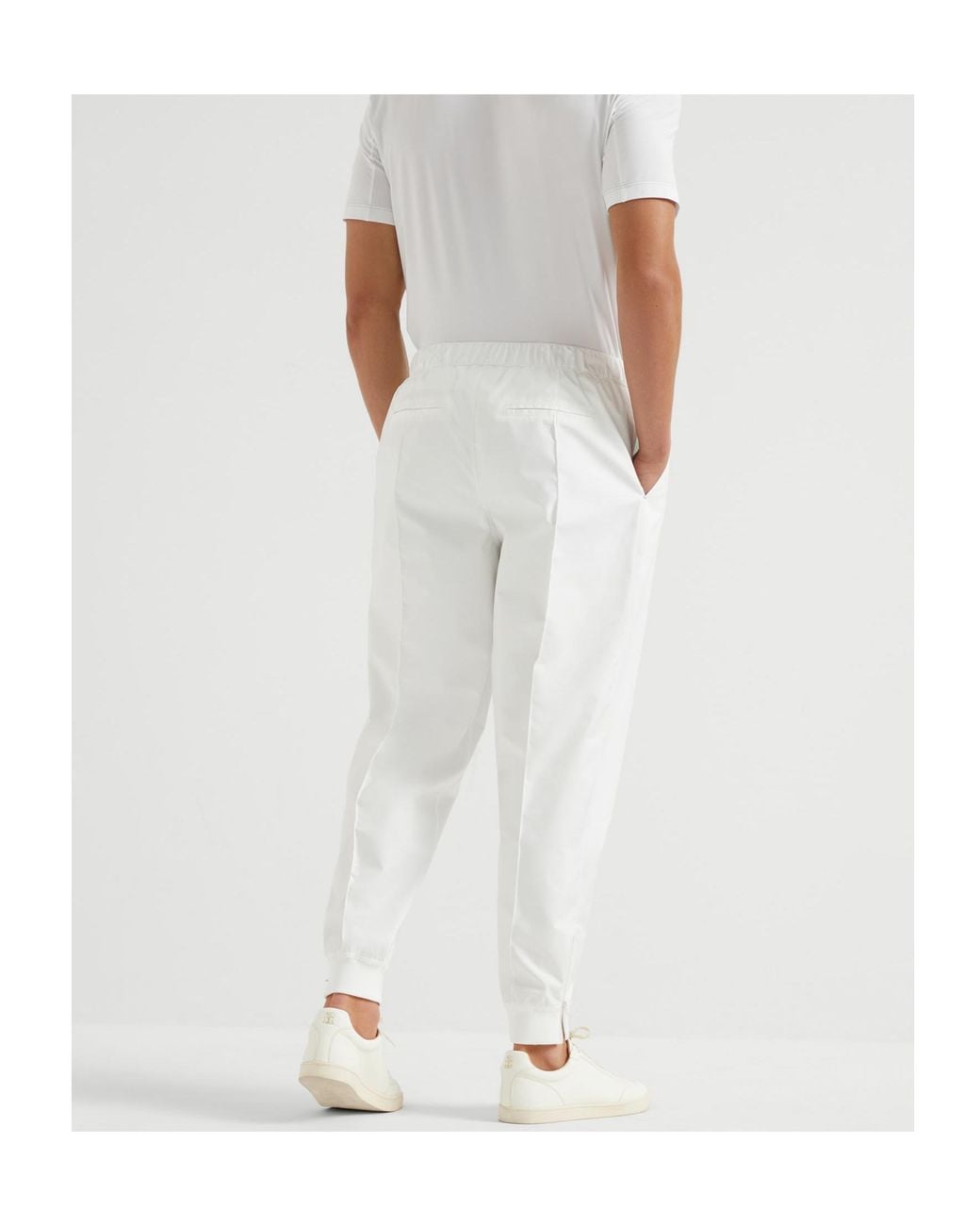 Brunello Cucinelli White Nylon Trousers for men