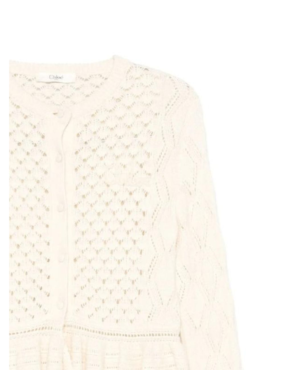 Chloé White Chloé Ruffled Knit Cardigan