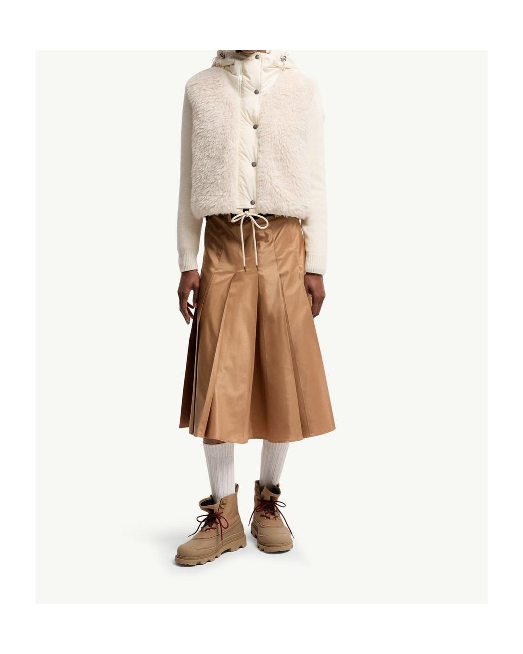 Moncler Natural Wool Cashmere Blend Padded Zip-Up Cardigan