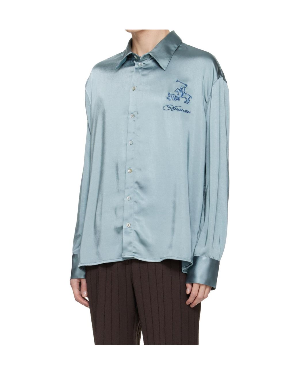 AVAVAV Blue Embroidered Logo Shirt for men