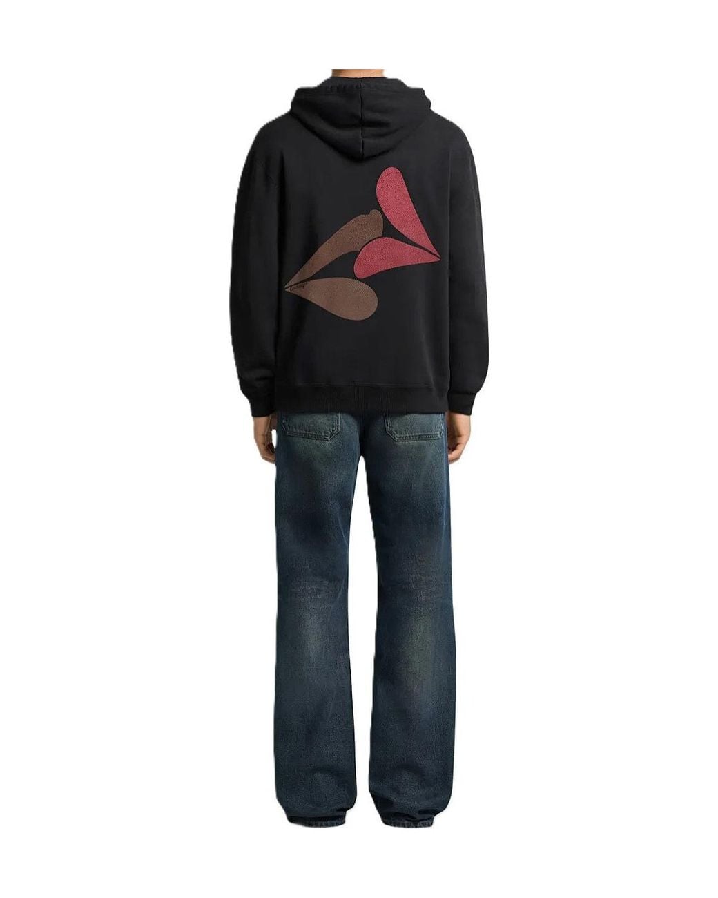 Courreges Black Kiss Print Hoodie for men