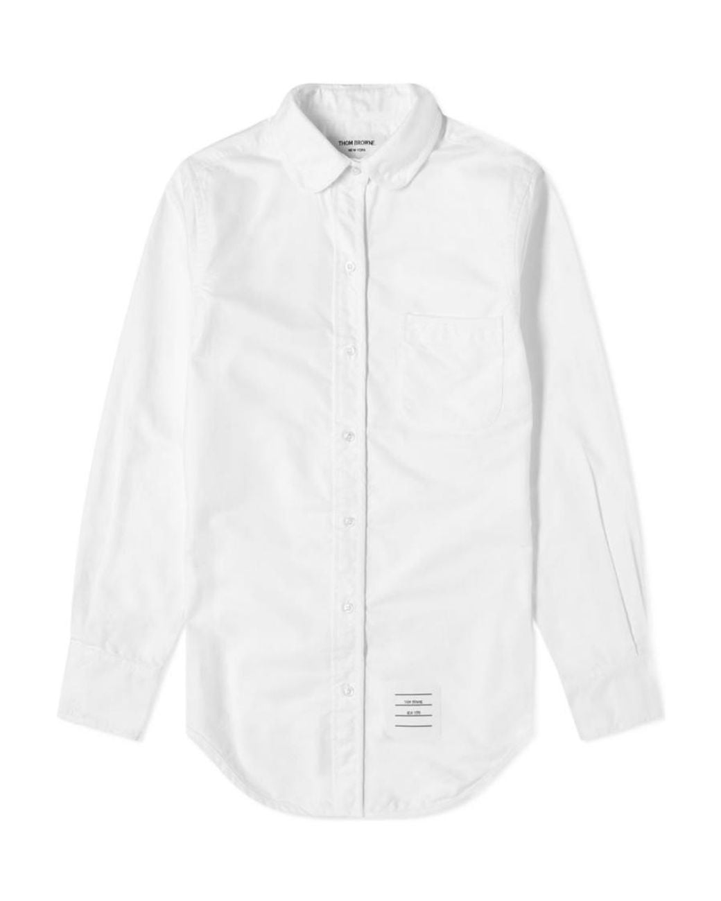 Thom Browne White Round-Collar Stripe Detail Shirt