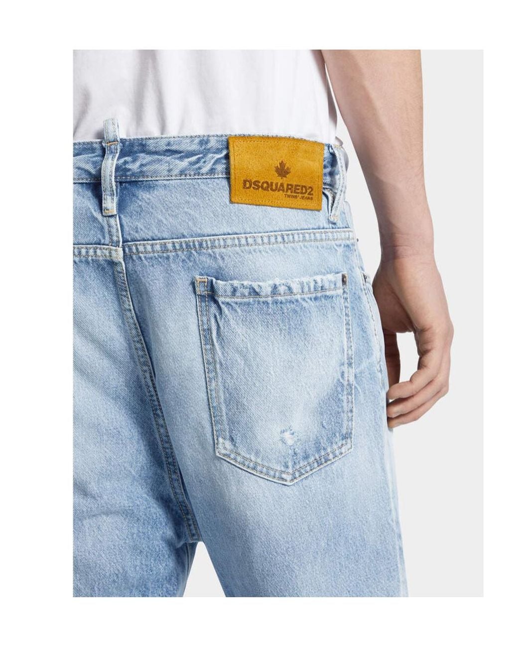 DSquared² Blue Straight Leg Logo Patch Jeans for men