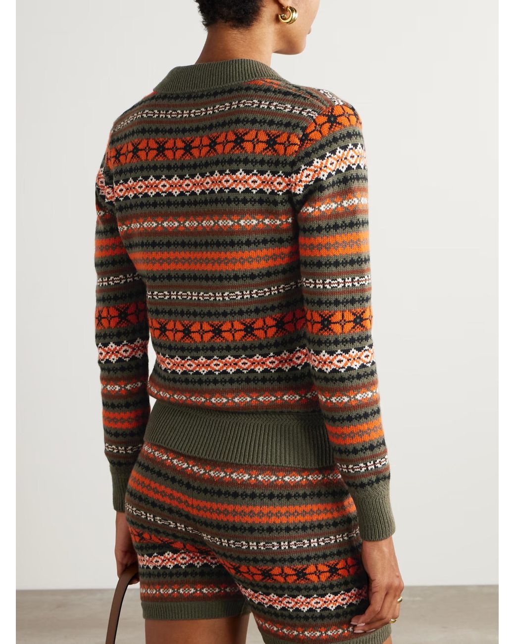 Bally Orange Jacquard Knit Wool Polo Shirt