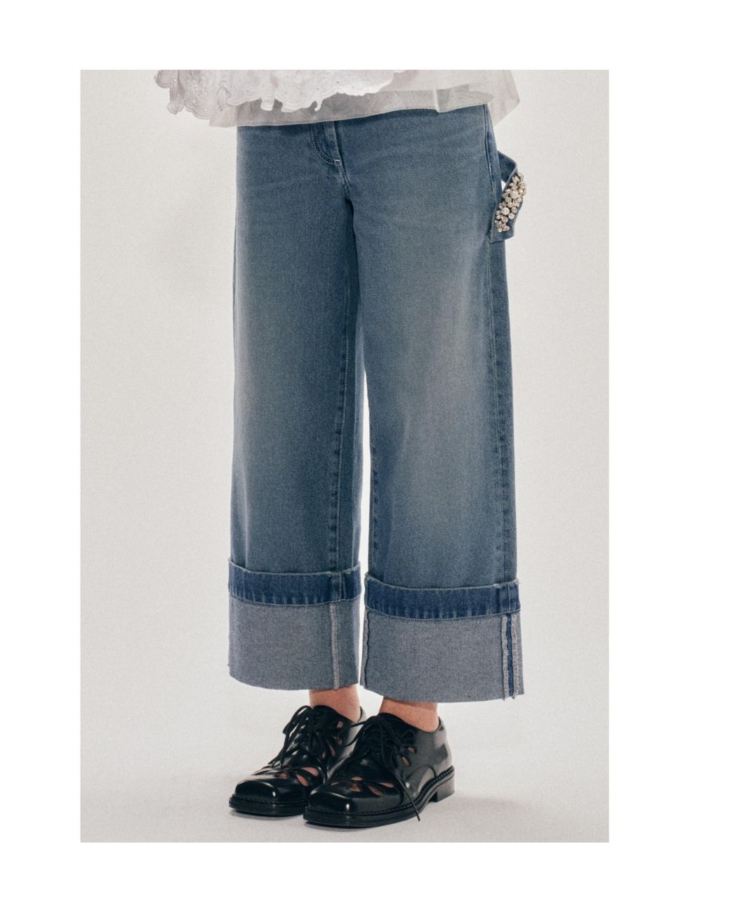 Simone Rocha Blue Embellished Straight Leg Jeans