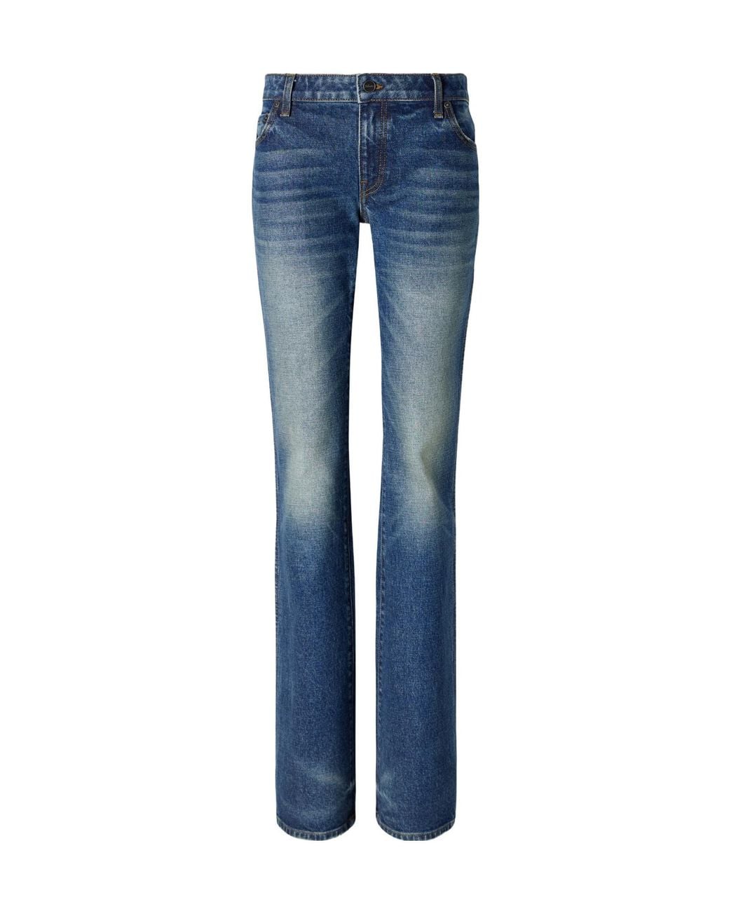 Khaite Blue Mid-Rise Straight-Leg Jeans