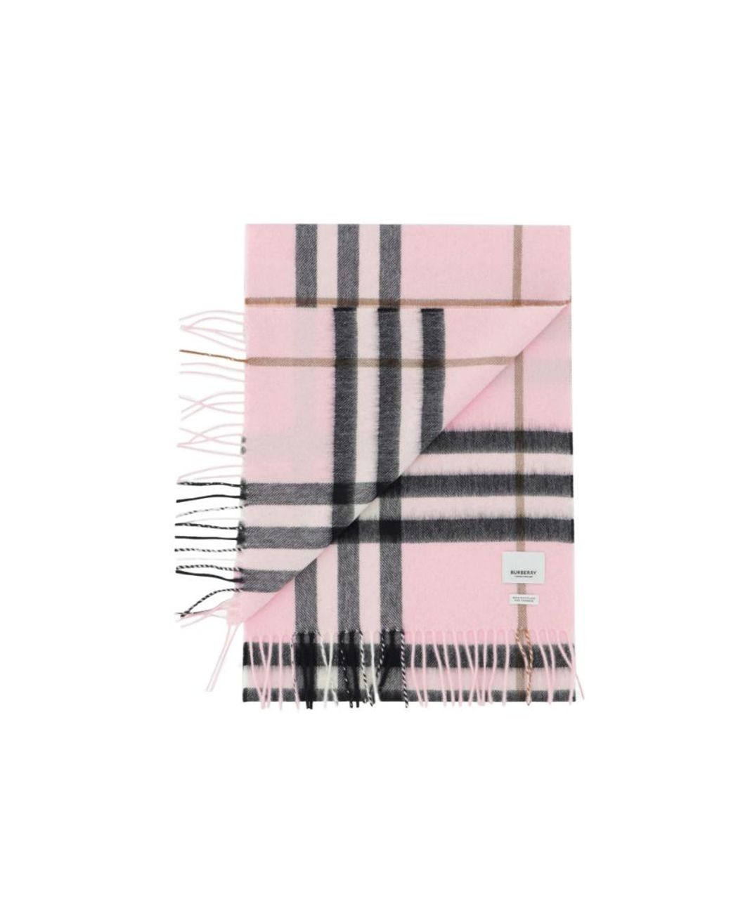 Burberry Pink Checked Fringed-Edge Scarf