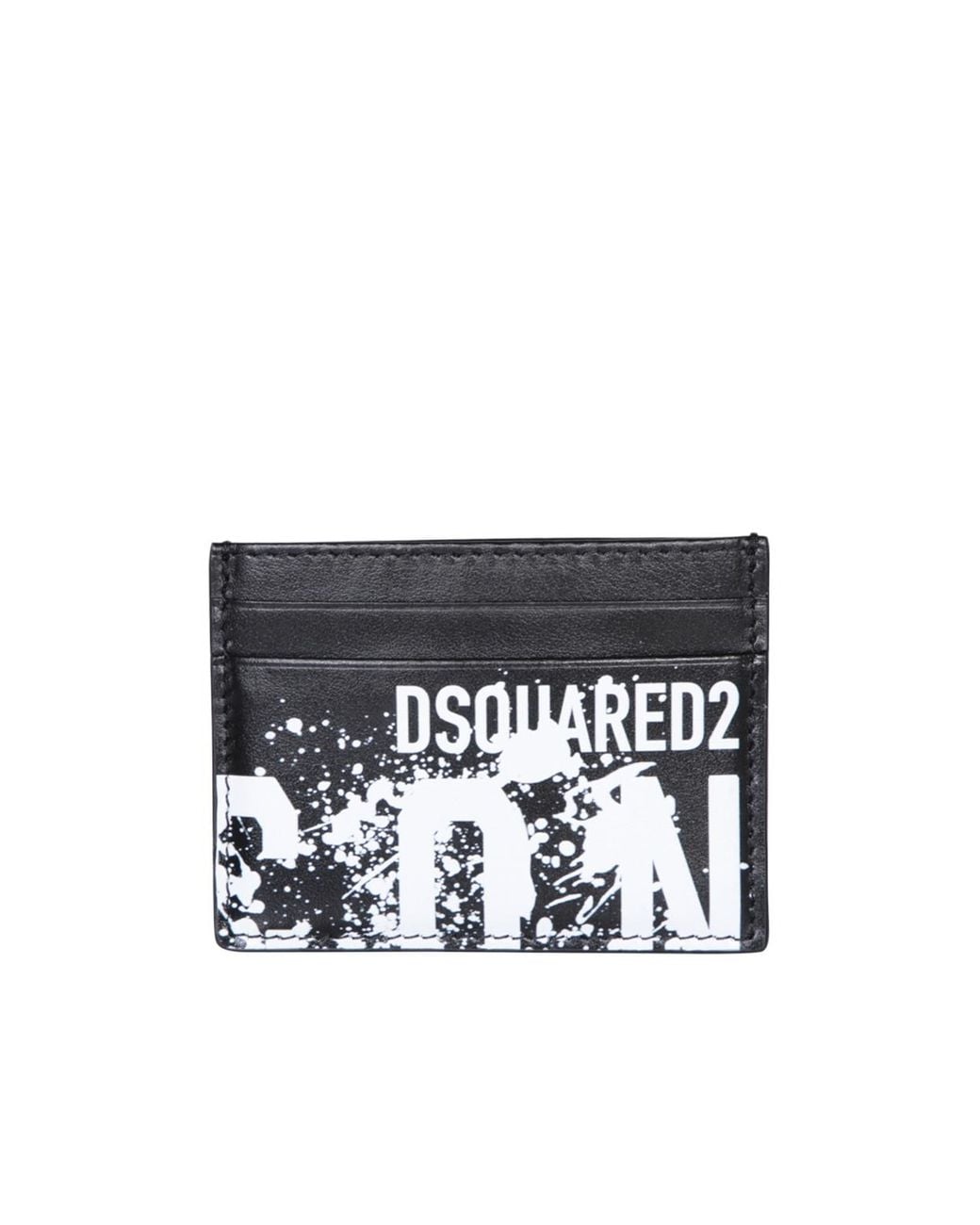 DSquared² Black Splash Icon Printed Card Holder for men