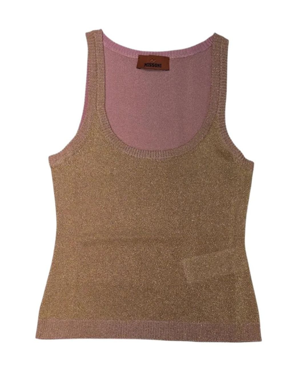 Missoni Brown Metallic Ribbed Knitted Top