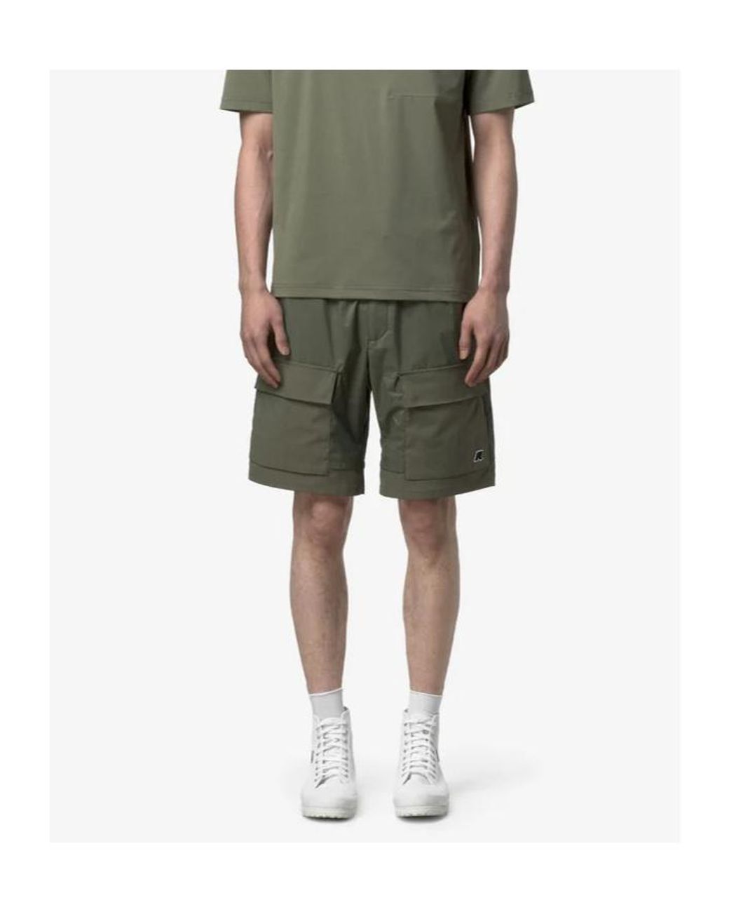 K-Way Green Berger Belted Shorts for men