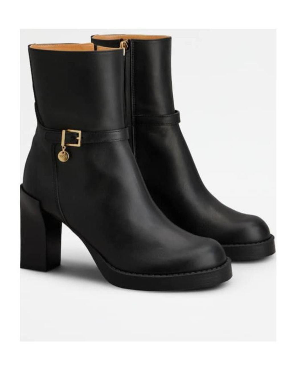 Tod's Black Buckle-Strap Block Heel Ankle Boots