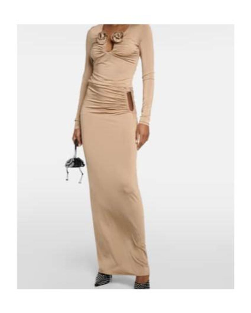 Magda Butrym Natural Ruched Mid-Rise Maxi Skirt