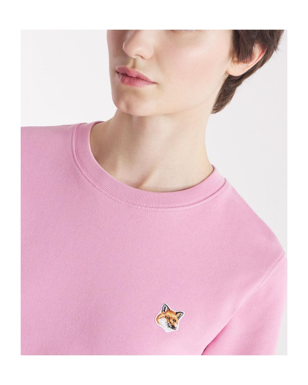 Maison Kitsuné Pink Maison Kitsuné Fox Head Patch Crewneck Sweatshirt