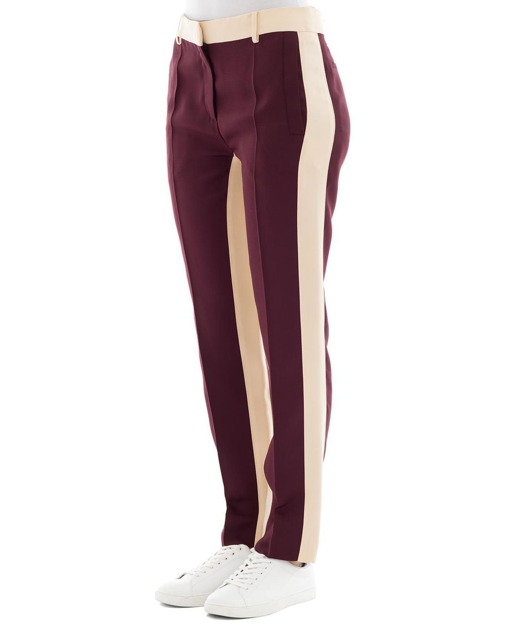 Valentino Red Colour Block Silk Blend Trousers