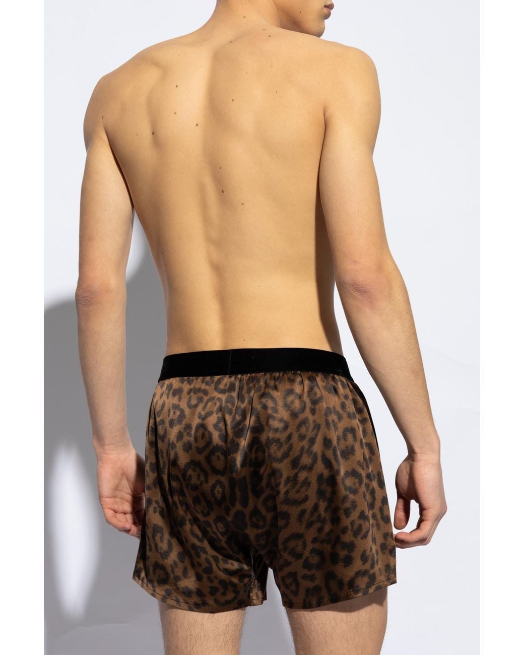 Tom Ford Black Leopard-Print Stretch-Silk Boxers for men