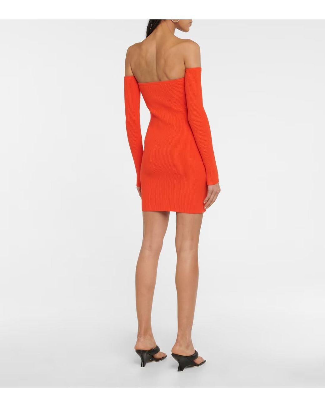 Helmut Lang Red Ribbed Knit Dress