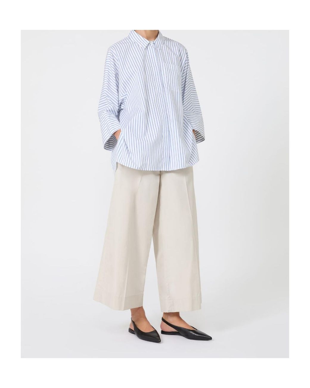 Max Mara Blue 'S Avenue Striped Oversized Shirt