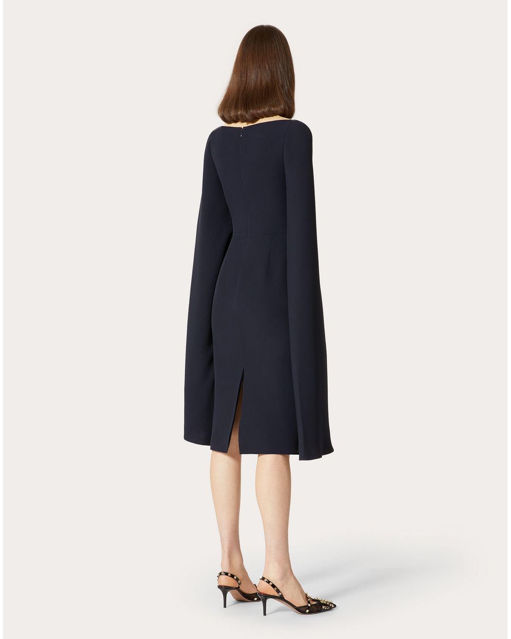 Valentino Blue Boat-Neck Long-Sleeve Dress