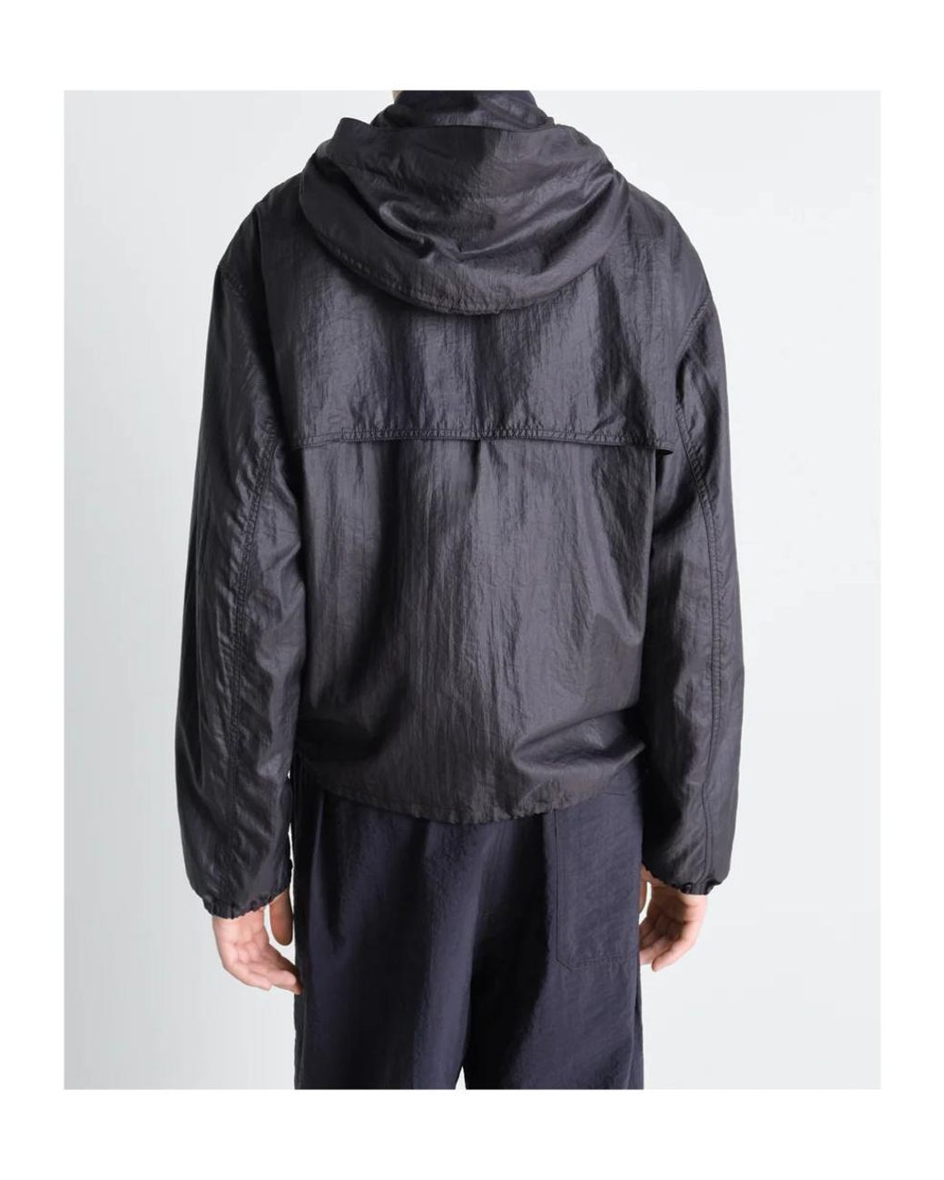 Lemaire Black Hooded Zipped Windbreaker for men