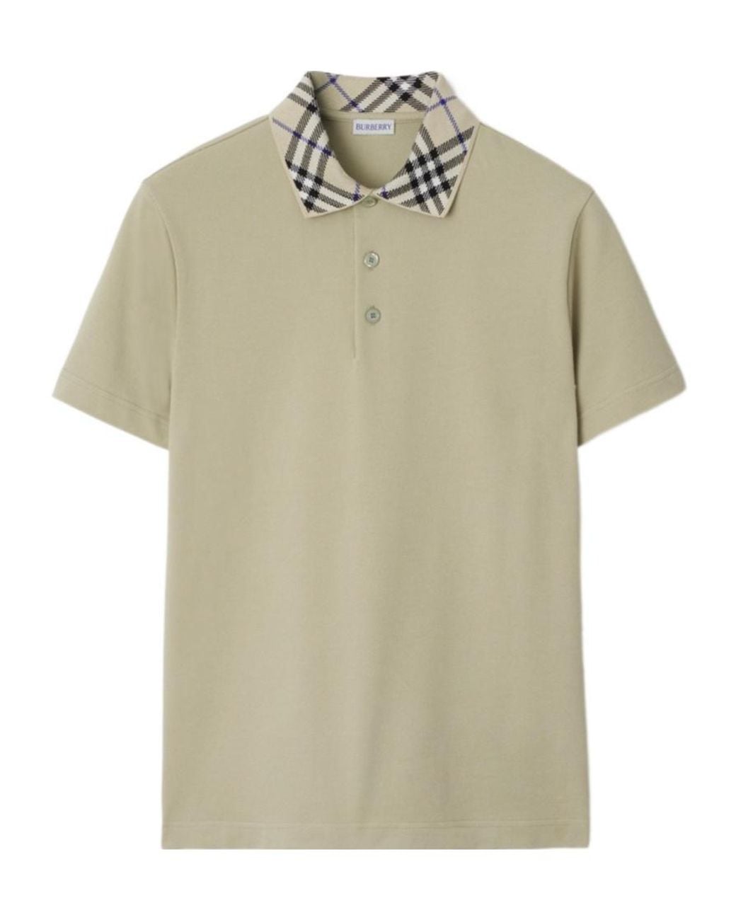 Burberry Green Check Collar Short Sleeved Polo Shirt for men