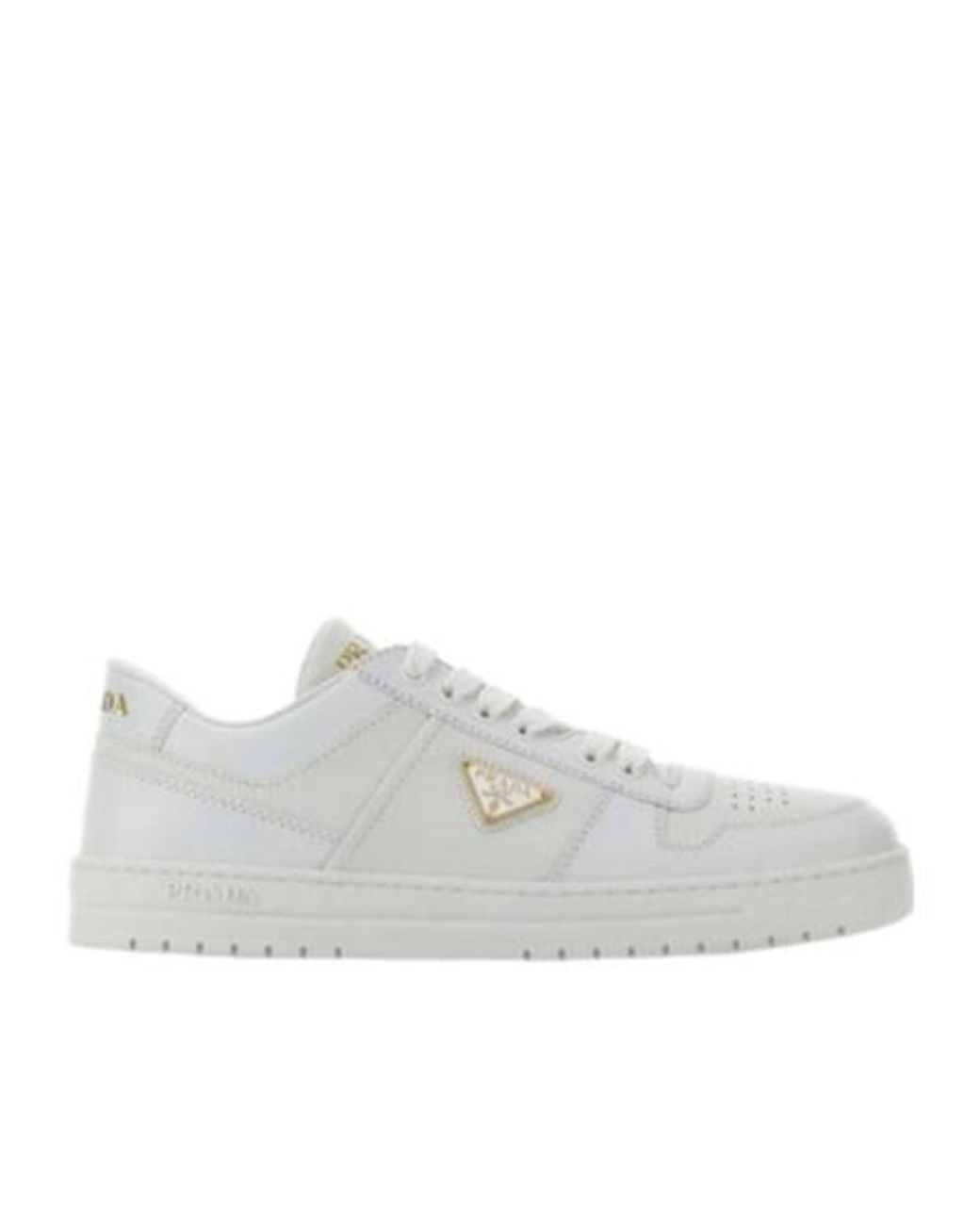 Prada White Downtown Triangle Logo Sneakers