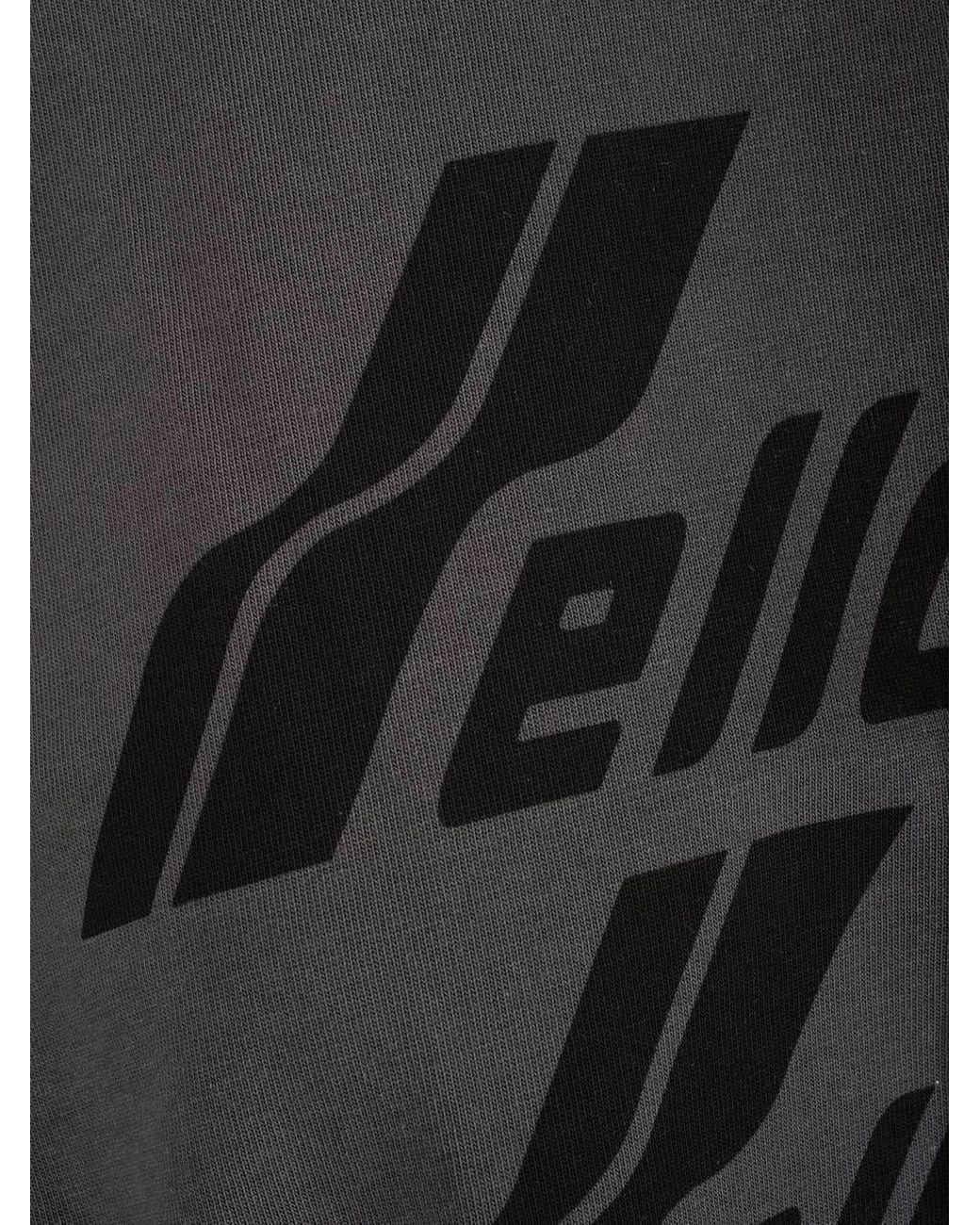 we11done Black Logo-Print Crew Neck T-Shirt for men