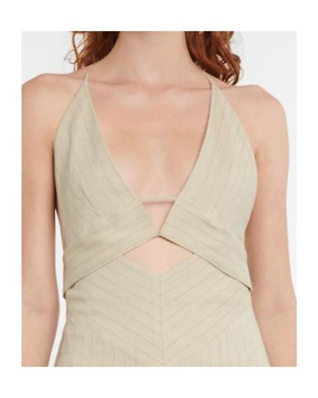 Galvan White Isola Linen-Blend Halterneck Maxi Dress