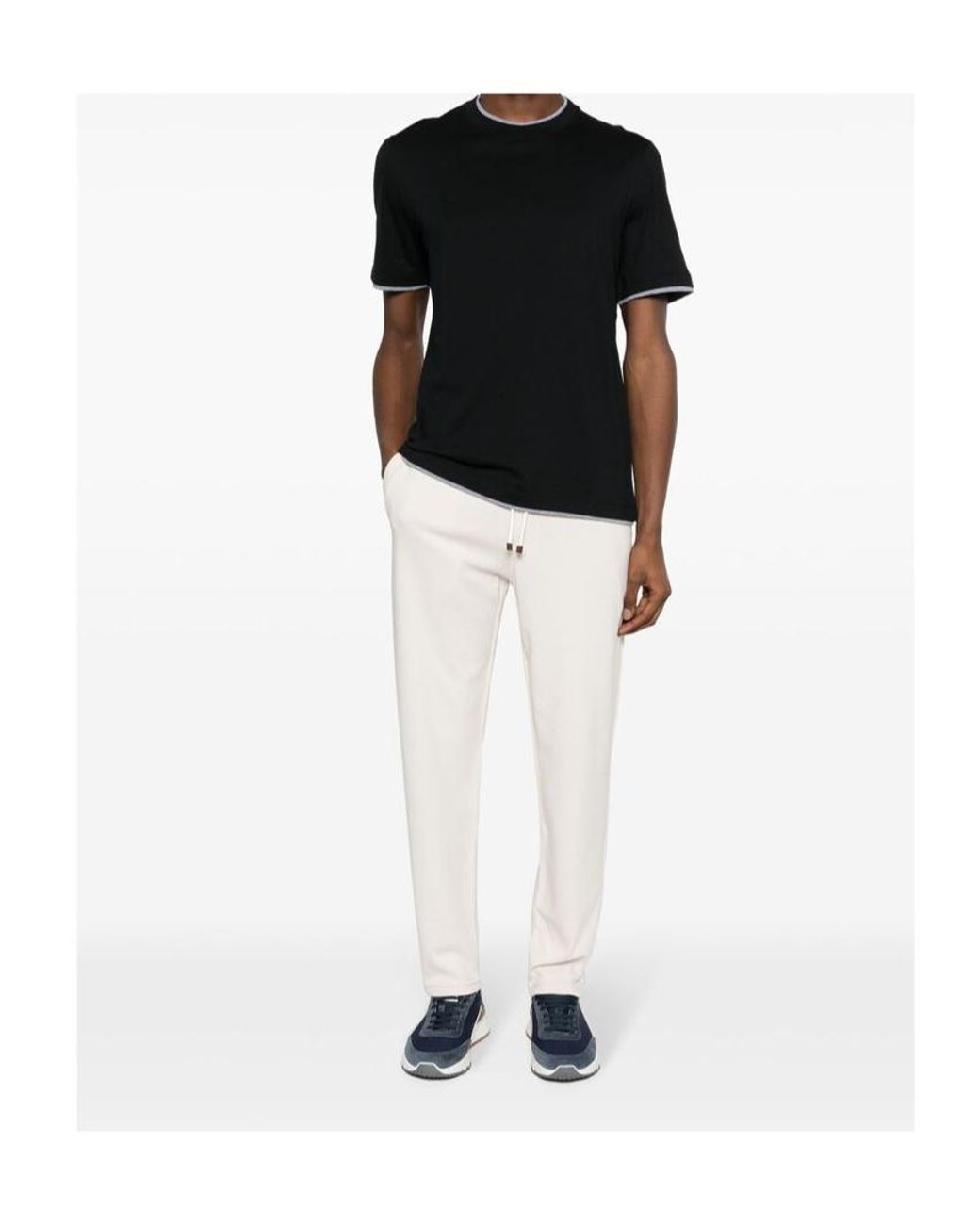 Brunello Cucinelli Black Layered-Effect Crewneck T-Shirt for men