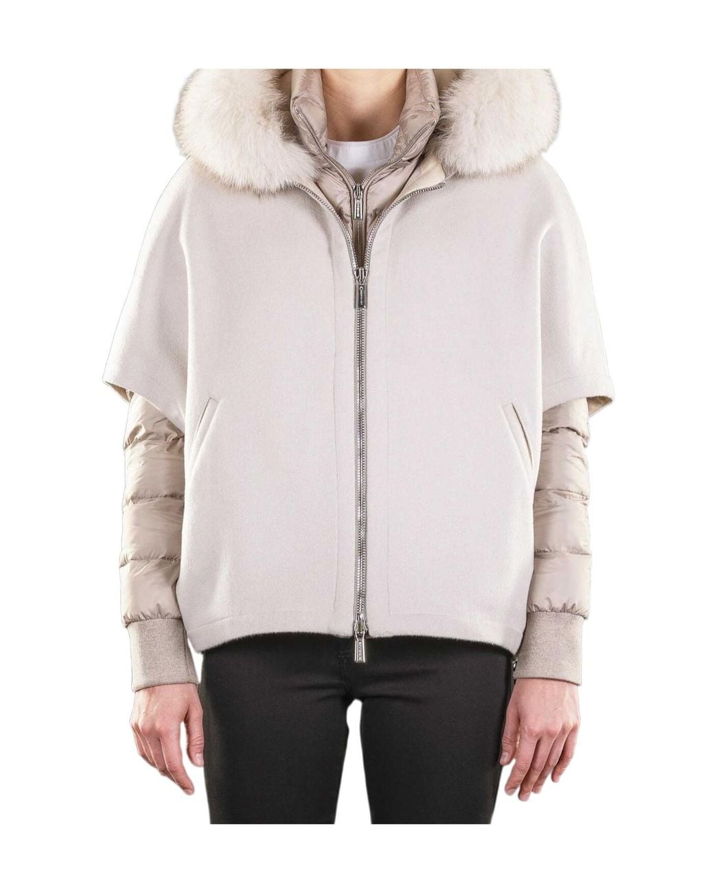 Moorer Multicolor Removable Hood Wool Coat