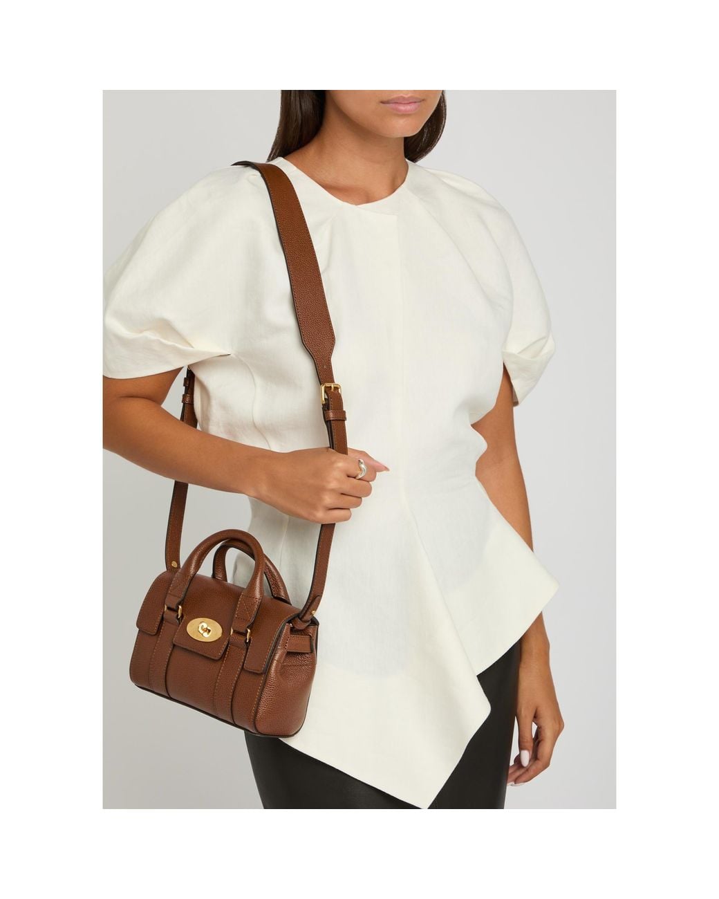 Mulberry Brown Casual Grain Shoulder Bag