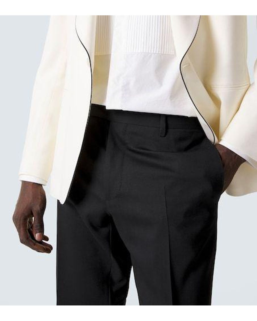 Lardini Black Wool Tuxedo Pants for men