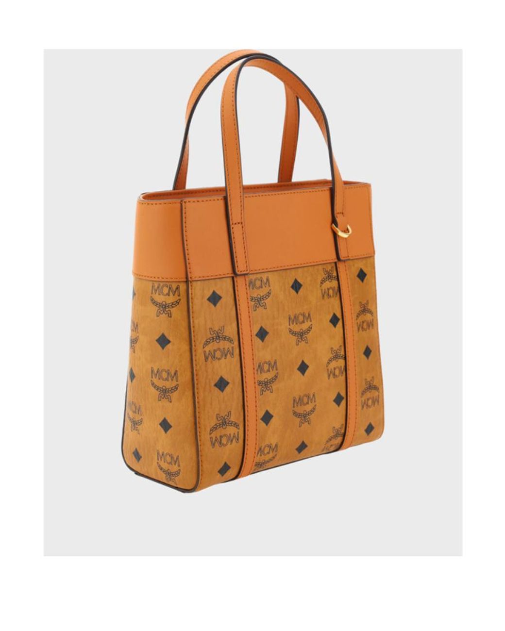 MCM Brown Aren Logo Detailed Mini Tote Bag